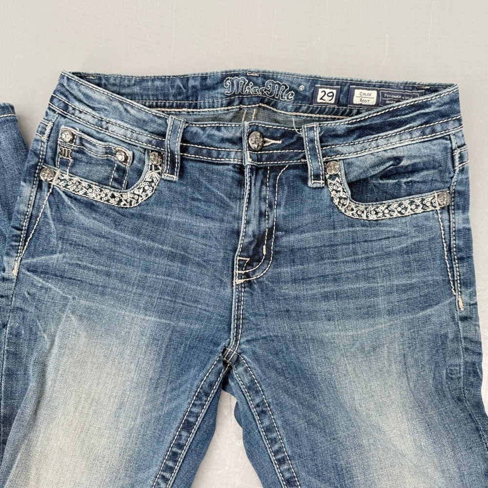 Miss Me Chloe Boot Jeans Womens 29 Medium Wash Sequin Embroidered M3273B MS59 - Picture 4 of 14